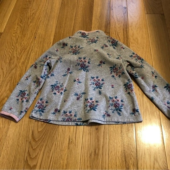 Osh Kosh B’Gosh 4T Girls Quarter Zip Grey Fleece with Pink Floral Print - Picture 4 of 4